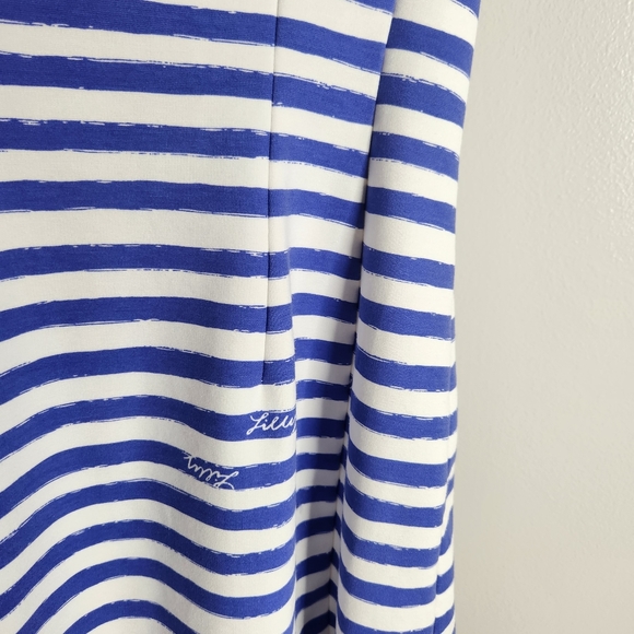 Lilly Pulitzer dress womens Medium iris blue white stripe Brielle fit flare - Picture 5 of 7